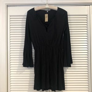 American Eagle NWT Black knit dress size one size lace front with bell sleeve